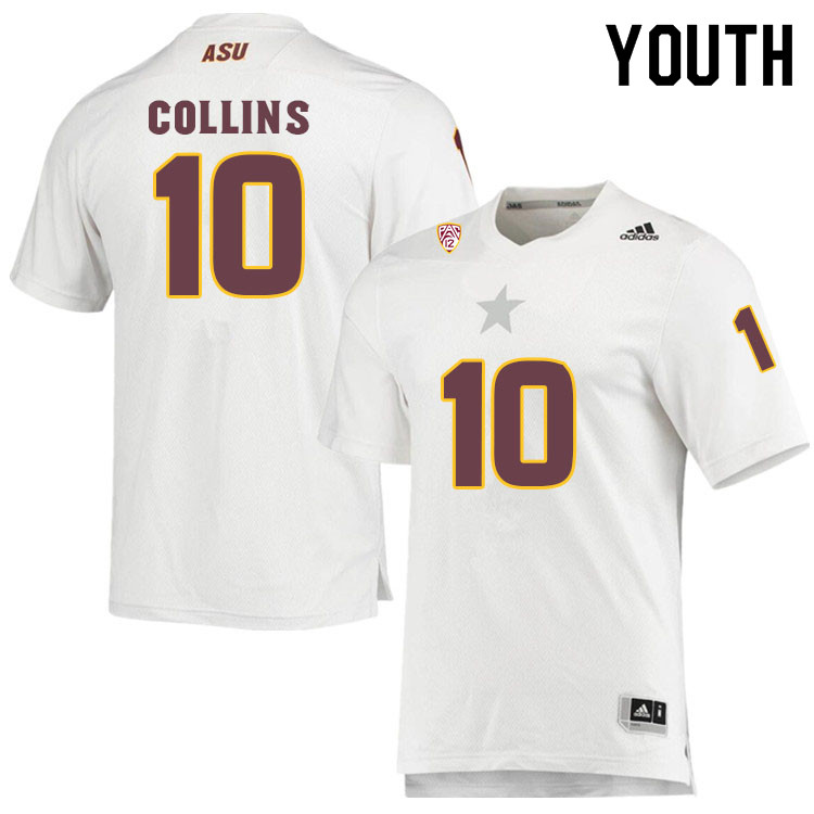 Youth #10 Finn CollinsArizona State Sun Devils College Football Jerseys Sale-White - Click Image to Close